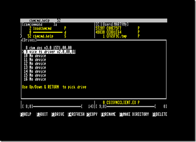 CBM-Command Laufwerksauswahl